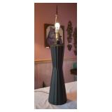 Vintage Art Deco Black Ceramic Lamp - Works