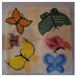 Vintage Latch Hook Butterfly Rug / Wall Tapestry