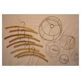 Wooden Hangers & Vintage Metal Lamp Shade Bones