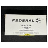 FEDERAL 9 MM LUGER TRAINING AMMO 50 ROUNDS
