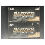 2 BOXES CCI BLAZER AMMO 9 MM LUGER 50 ROUNDS