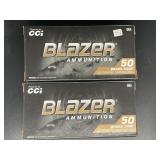2 BOXES CCI BLAZER AMMO 9 MM LUGER 50 ROUNDS