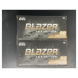 2 BOXES CCI BLAZER AMMO 9 MM LUGER 50 ROUNDS