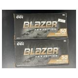 2 BOXES CCI BLAZER AMMO 9 MM LUGER 50 ROUNDS