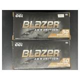 2 BOXES CCI BLAZER 9 MM LUGER 50 ROUNDS