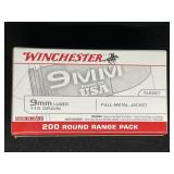 WINCHESTER 9 MM LUGER TARGET 200 ROUNDS