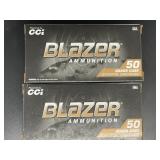 2 BOXES CCI BLAZER AMMO 9 MM LUGER 50 ROUNDS
