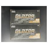 2 BOXES CCI BLAZER  9 MM LUGER 50 ROUNDS