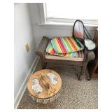 Wicker Footrest w/ Garden Items