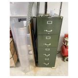 Green Filing Cabinet w/ Plastic Mat