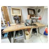 Variety of Tools, Saw Horses, Frames & More