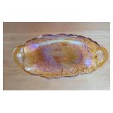 Carnival Glass Orange Sunflowers Dish