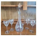 Romania Crystal Decanter w/ 4 Glasses