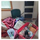 Misc. lot - step ladder, linens etc. ++