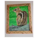 Squirrel Painting - Hallada Original Framed 20x23