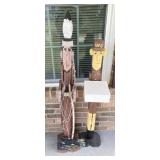 2 Pcs. Tall Hand Crafted Wooden Men Patio Decor