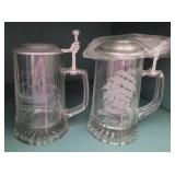 Glass & Pewter Steins x2