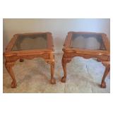 Pair of Wood & Glass Side Tables