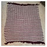Burgundy & White Afghan Blanket