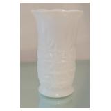 Bohemian Cut Milk Glass Vase