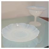 Moonstone Petalware Depression Glass & Candy Dish