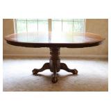 Clawfoot Pedestal Oak Expandable Dining Table