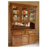 Oak China Cabinet Hutch with Lights