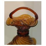 Amber Glass Compote Basket