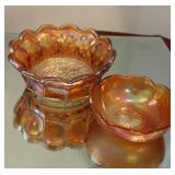 2 Pcs Vintage Carnival Glass