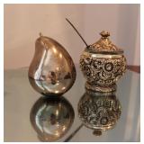 Silver-Plated Pear and Detailed Sugar Bowl
