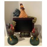 3 Pcs Rooster Décor