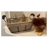Rustic Basket, S&P, & Hen