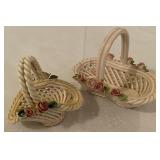 2 Pcs Floral Basket Ceramics