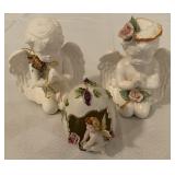3pc Angel & Flower Ceramics