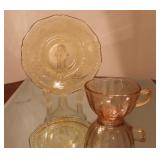 2 Pc Depression Glass - Pink & Yellow