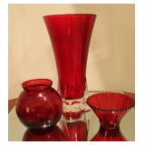 3 Pcs Red Glass