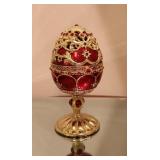 Ornate Red & Gold Egg Music Box