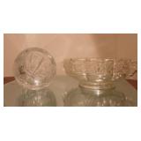 Crystal Paperweight and Jeanette Glass Bowl -Roses