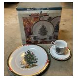 Ribbons Tree Holiday China Set in Box