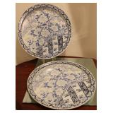 2 Pcs Vintage Round Tin Serving Trays
