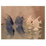2 Glass Fish & Bridge Bone China Angel Fish S&P