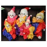 6 Pcs Porcelain Clown Jester Dolls