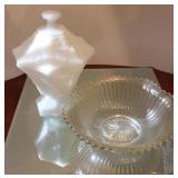 Fire King Candy Dish & Carnival Glass Bowl