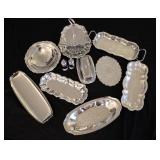 Vintage Silver-Plate Serving Trays, Dishes & S&P