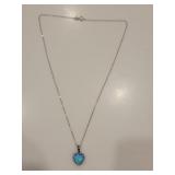 Sterling Silver Chain with Opal Cabochon Pendant