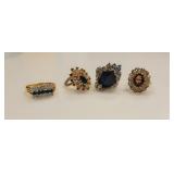4 Pcs Costume Jewelry Statement Rings