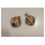 Vintage Cloissone Fish Pendant Charms