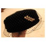 Vintage Union Made  Black Velvet Hat