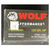 WOLF 7.62X39MM 123 GR. HP STEEL CASE 20 ROUNDS