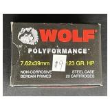 WOLF 7.62X39MM 123 GR. HP STEEL CASE 20 ROUNDS